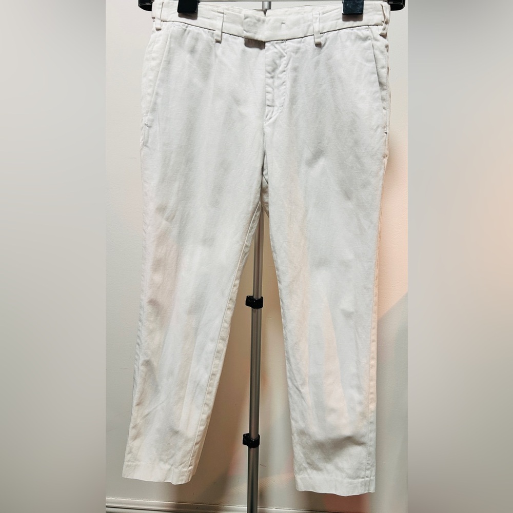 BOSS White Slim Fit Cotton Flat Front Adjustable Waist Trousers Pants Mens 28/29
